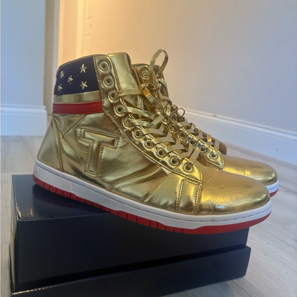 POTUS Gold High-Top Sneakers DONALD TRUMP COLLECTOR SHOES GOLDEN COLLECTORS SHOE